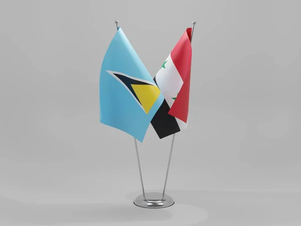 Syria Saint Lucia Cooperation Flags White Background Render — Stock Photo, Image