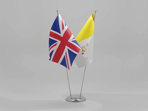 Cidade Vaticano Reino Unido Bandeiras Cooperação Fundo Branco Render — Fotografia de Stock