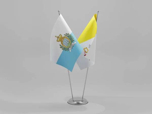 Vatican City San Marino Cooperation Flags White Background Render — Stock Photo, Image