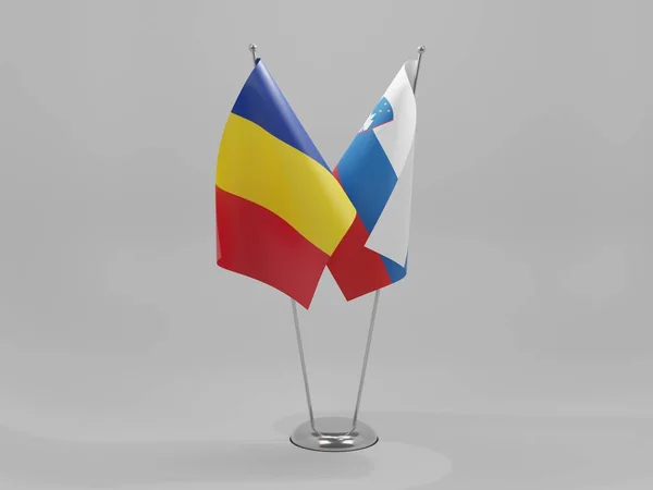 Slowenien Rumänien Kooperationsflaggen Weißer Hintergrund Render — Stockfoto