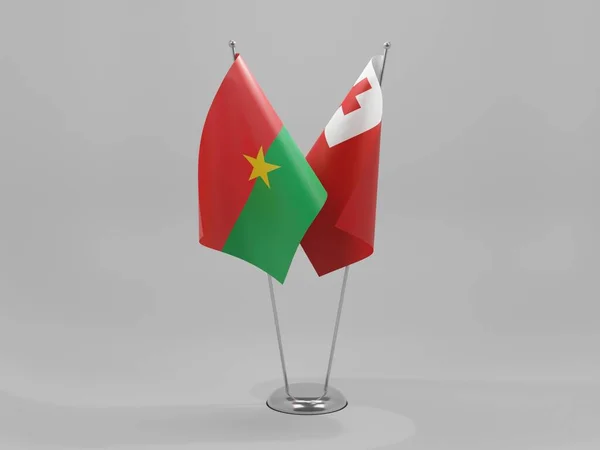 Tonga Burkina Faso Együttműködési Zászlók Fehér Háttér Render — Stock Fotó