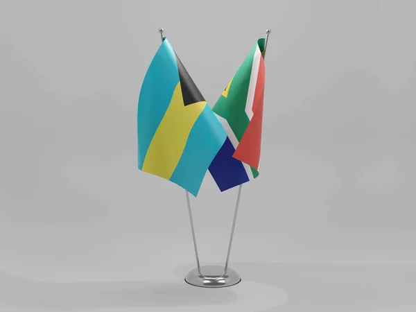 Sudafrica Bandiere Cooperazione Delle Bahamas Sfondo Bianco Render — Foto Stock