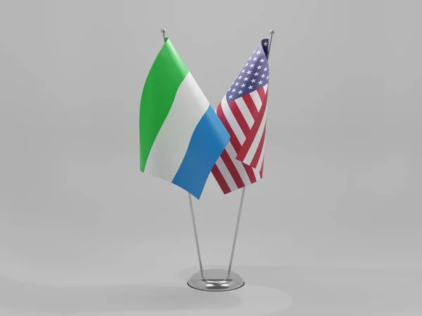 Estados Unidos América Serra Leoa Bandeiras Cooperação Fundo Branco Render — Fotografia de Stock