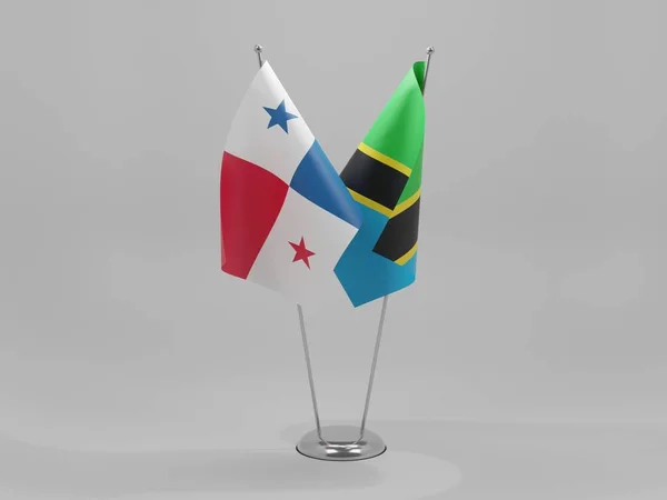 Tanzânia Bandeiras Cooperação Panamá Fundo Branco Render — Fotografia de Stock