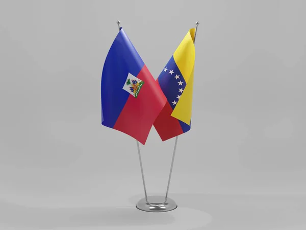Venezuela Haitis Samarbetsflaggor Vit Bakgrund Render — Stockfoto