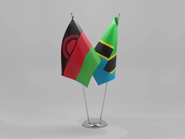 Τανζανία Μαλάουι Σημαίες Συνεργασίας Λευκό Φόντο Render — Φωτογραφία Αρχείου