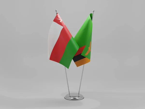 Zambia Banderas Cooperación Omán Fondo Blanco Render —  Fotos de Stock