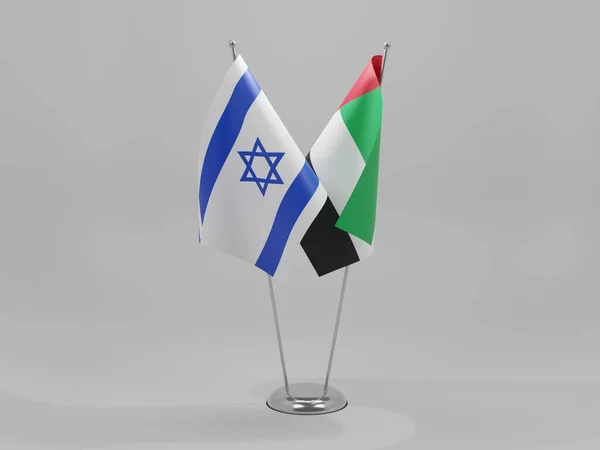 Объединенные Арабские Эмираты Израиль Флаги Сотрудничества Белый Фон Рендер — стоковое фото