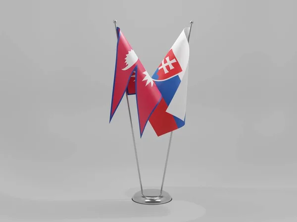 Slovaquie Drapeaux Coopération Népal Fond Blanc Render — Photo