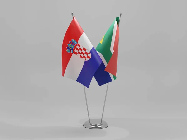 África Sul Croácia Bandeiras Cooperação Fundo Branco Render — Fotografia de Stock