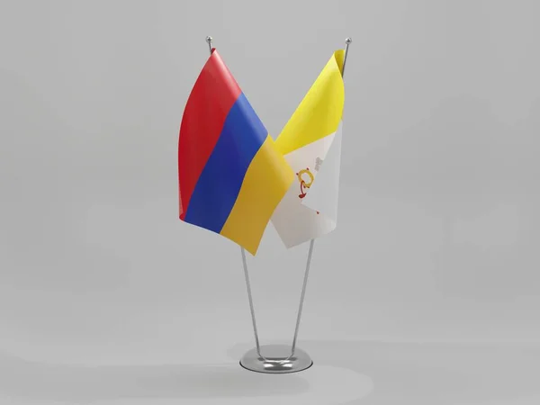 Vatican City Armenia Cooperation Flags White Background Render — 스톡 사진