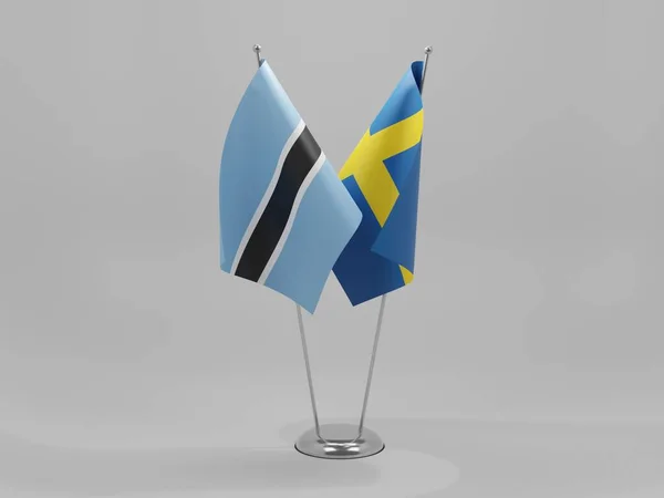 Schweden Botswana Kooperationsflaggen Weißer Hintergrund Render — Stockfoto