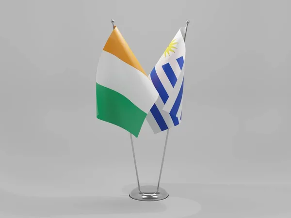Uruguay Elfenbeinküste Flaggen Weißer Hintergrund Render — Stockfoto