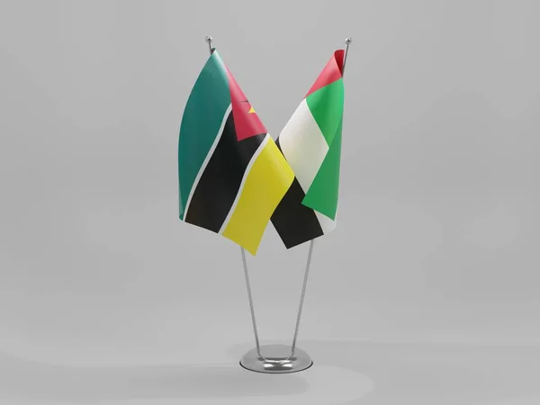 Emiratos Árabes Unidos Banderas Cooperación Mozambique Fondo Blanco Render —  Fotos de Stock