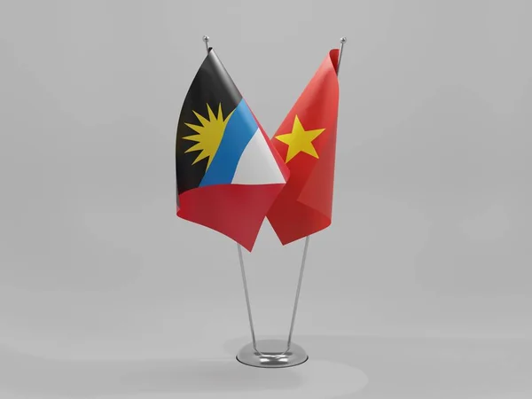 Vietnã Bandeiras Cooperação Antígua Barbuda Fundo Branco Render — Fotografia de Stock