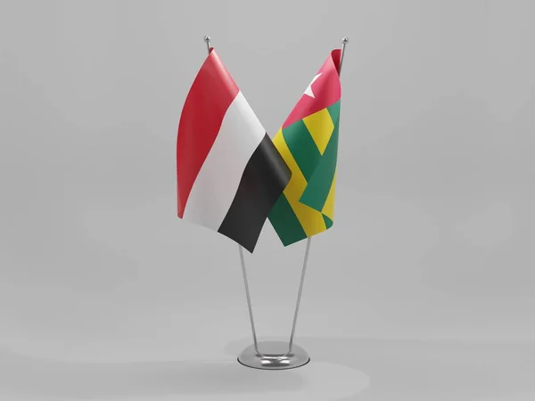 Togo Drapeaux Coopération Yémen Fond Blanc Render — Photo