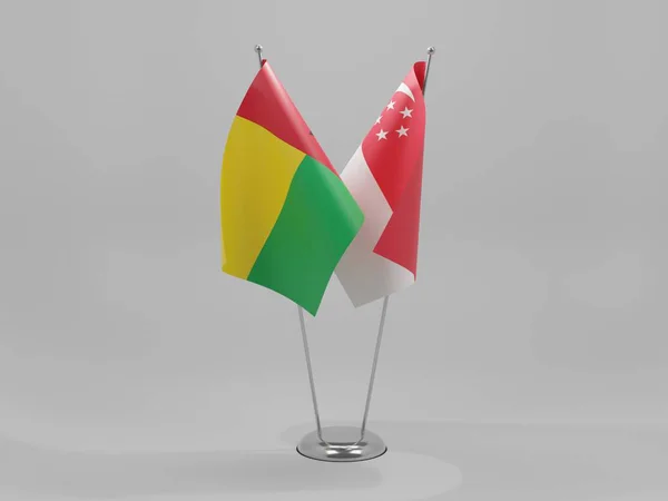 新加坡 几内亚比绍合作旗 白色背景 3D渲染 — 图库照片