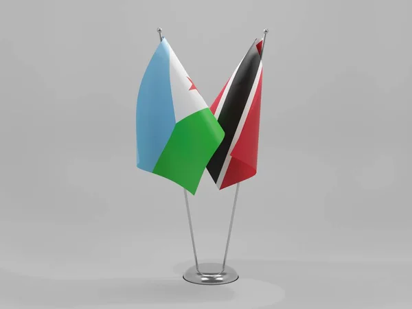 Trinidad Tobago Djibouti Samenwerkingsvlaggen Witte Achtergrond Render — Stockfoto