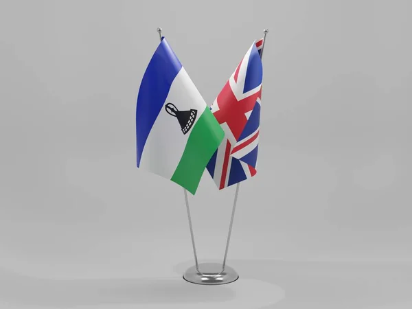 Reino Unido Banderas Cooperación Lesotho Fondo Blanco Render —  Fotos de Stock