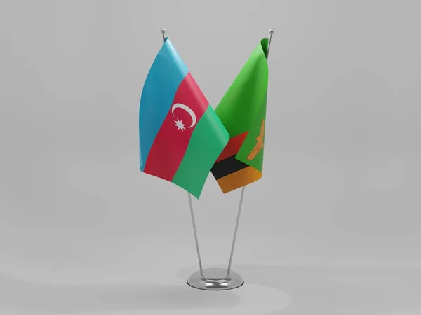 Zâmbia Bandeiras Cooperação Azerbaijão Fundo Branco Render — Fotografia de Stock