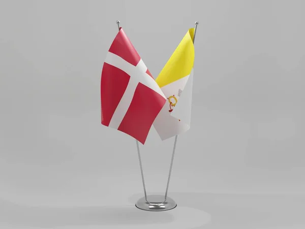 梵蒂冈市 丹麦合作旗 白色背景 3D渲染 — 图库照片