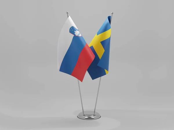 Sweden Slovenia Cooperation Flags White Background Render — стокове фото