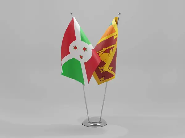 Sri Lanka Banderas Cooperación Burundi Fondo Blanco Render — Foto de Stock