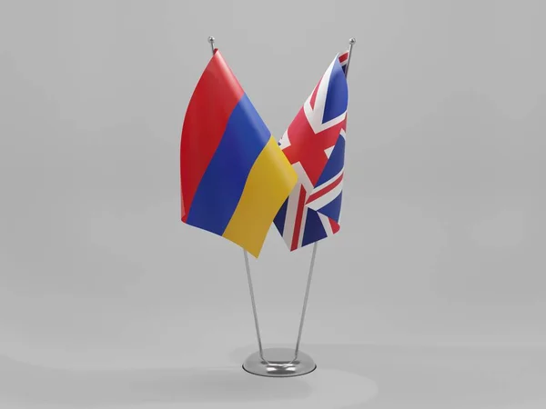 Ηνωμένο Βασίλειο Αρμενία Σημαίες Συνεργασίας Λευκό Φόντο Render — Φωτογραφία Αρχείου