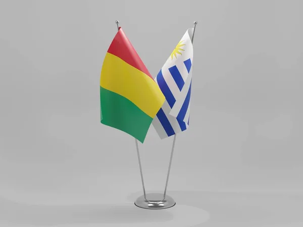 Uruguay Guinea Cooperation Flags White Background Render — Stock Photo, Image