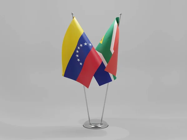 South Africa Venezuela Cooperation Flags White Background Render — стокове фото