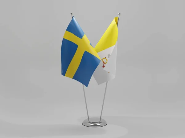 Флаги Ватикана Швеция Сотрудничество Белый Фон Рендер — стоковое фото