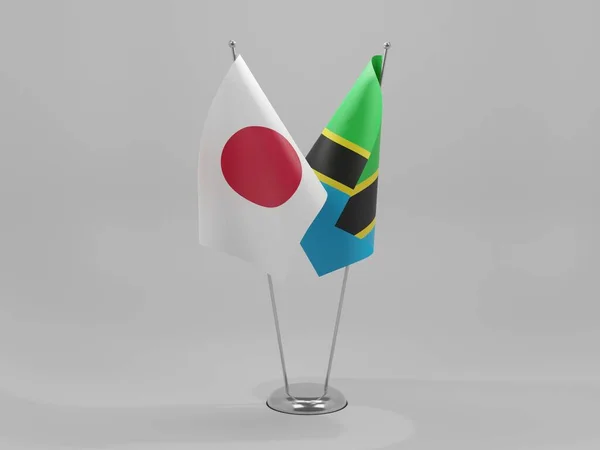 탄자니아 Japan Cooperation Flags White Background Render — 스톡 사진