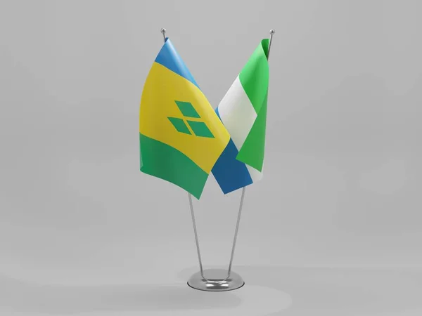 Sierra Leone Drapeaux Coopération Saint Vincent Les Grenadines Fond Blanc — Photo