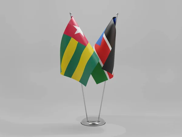 Sydsudan Togo Flaggor För Samarbete Vit Bakgrund Render — Stockfoto