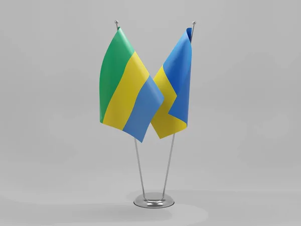Ukrajna Gabon Együttműködési Zászlók Fehér Háttér Render — Stock Fotó