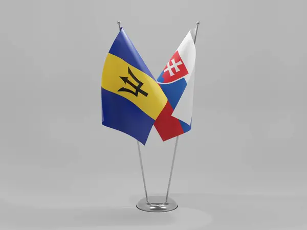 Словаччина Барбадос Співпраця Прапори Білий Фон Рендер — стокове фото