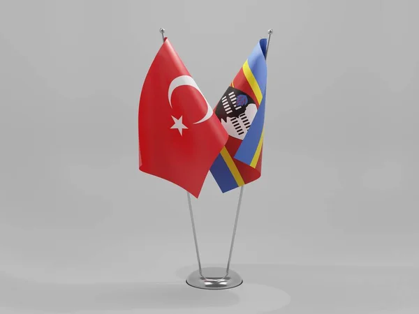 Swaziland Turquie Drapeaux Coopération Fond Blanc Render — Photo