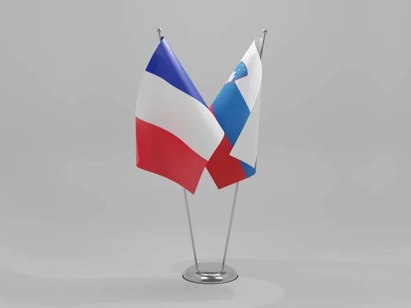 Slovenia France Cooperation Flags White Background Render — Stock Photo, Image