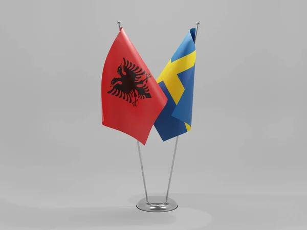 Suède Albanie Drapeaux Coopération Fond Blanc Render — Photo