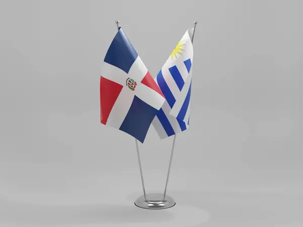 Uruguay Dominican Republic Cooperation Flags White Background Render — Stock Photo, Image