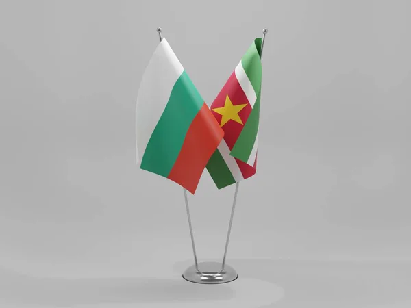 Suriname Bulgária Együttműködési Zászlók Fehér Háttér Render — Stock Fotó