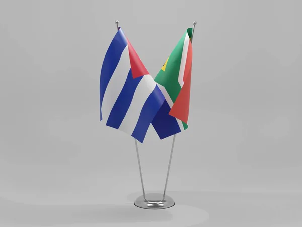 南アフリカ キューバ協力旗 白背景 3Dレンダリング — ストック写真
