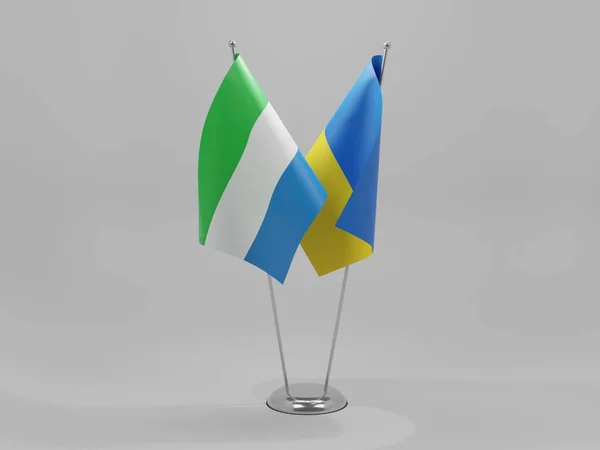 Ukraine Sierra Leone Drapeaux Coopération Fond Blanc Render — Photo