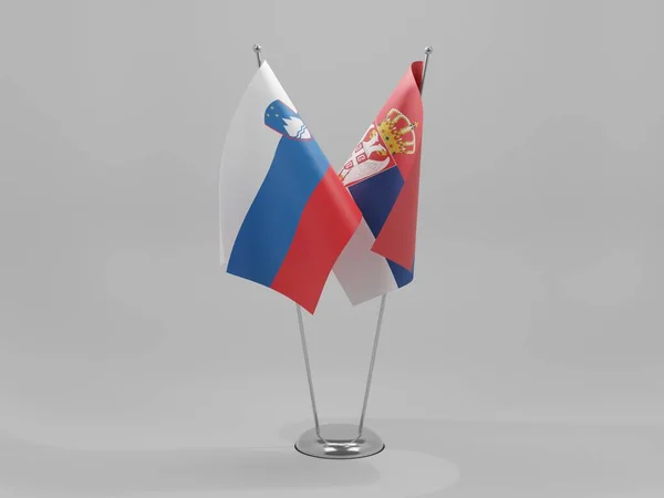 Сербія Словенія Прапори Співробітництва Біле Тло Рендер — стокове фото