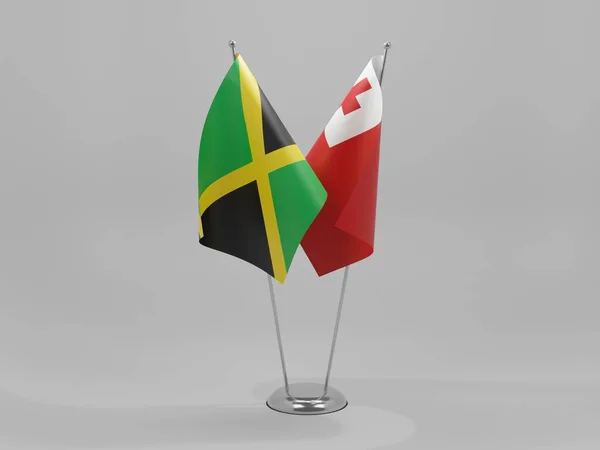 Tonga Jamaica Bandeiras Cooperação Fundo Branco Render — Fotografia de Stock