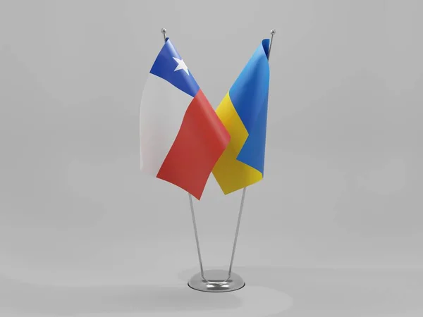 Ukraine Chile Cooperation Flags White Background Render — стокове фото