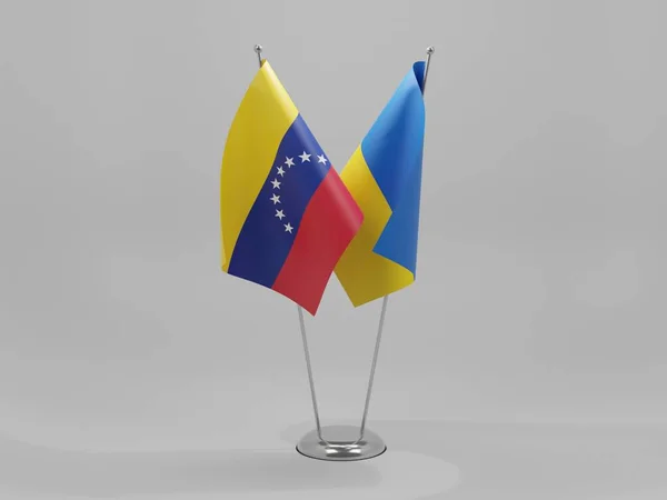 Ukraine Drapeaux Coopération Venezuela Fond Blanc Render — Photo