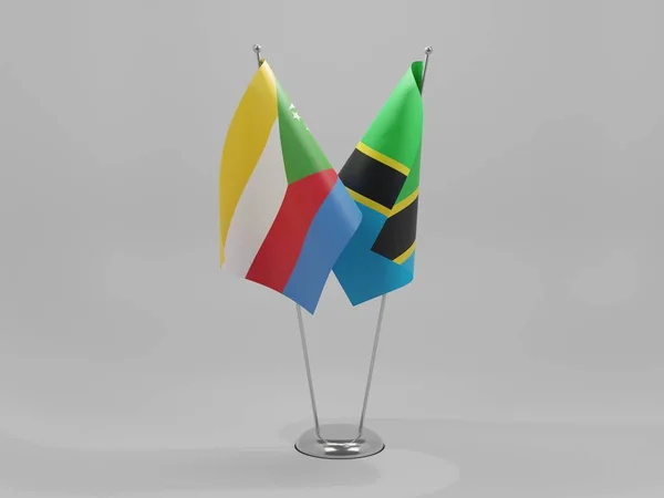 Танзания Коморские Острова Флаги Сотрудничества Белый Фон Рендер — стоковое фото