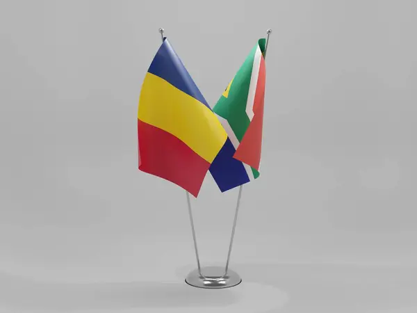Zuid Afrika Samenwerking Tsjaad Vlaggen Witte Achtergrond Render — Stockfoto