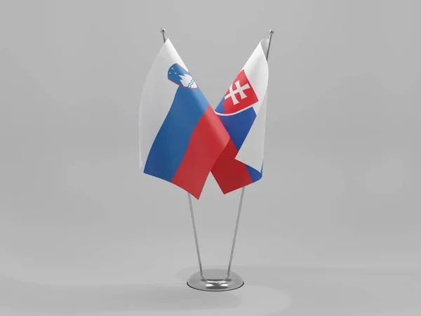 Slovakia Slovenia Cooperation Flags White Background Render — 스톡 사진